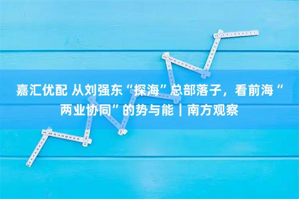 嘉汇优配 从刘强东“探海”总部落子，看前海“两业协同”的势与能｜南方观察